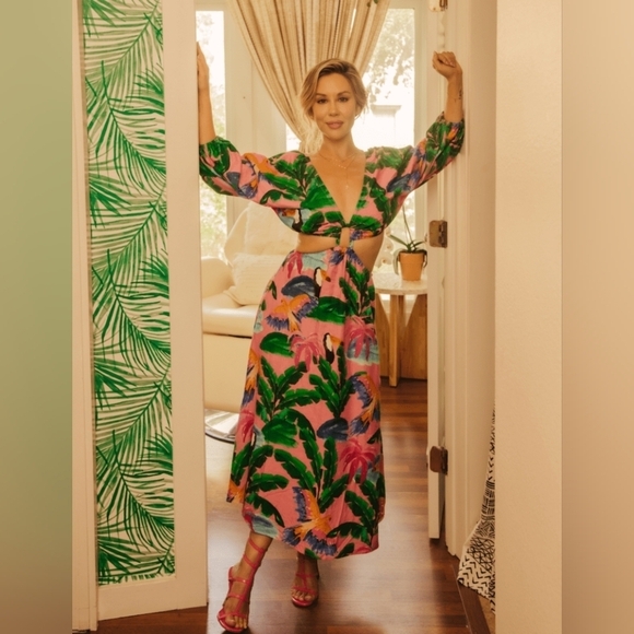 Farm Rio x Anthropologie Linen Blend Cutout Dress - Picture 7 of 7